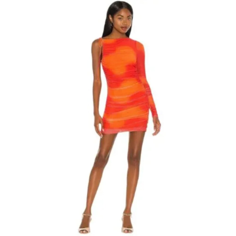 Camila Coelho Seri Mini Dress Orange Tie Dye